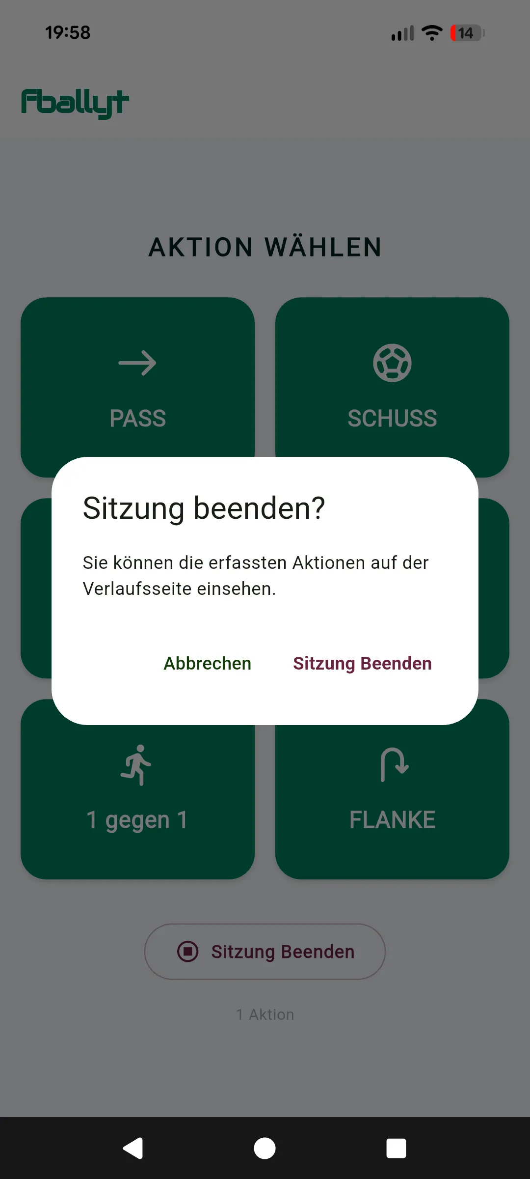 Aufzeichnung beenden