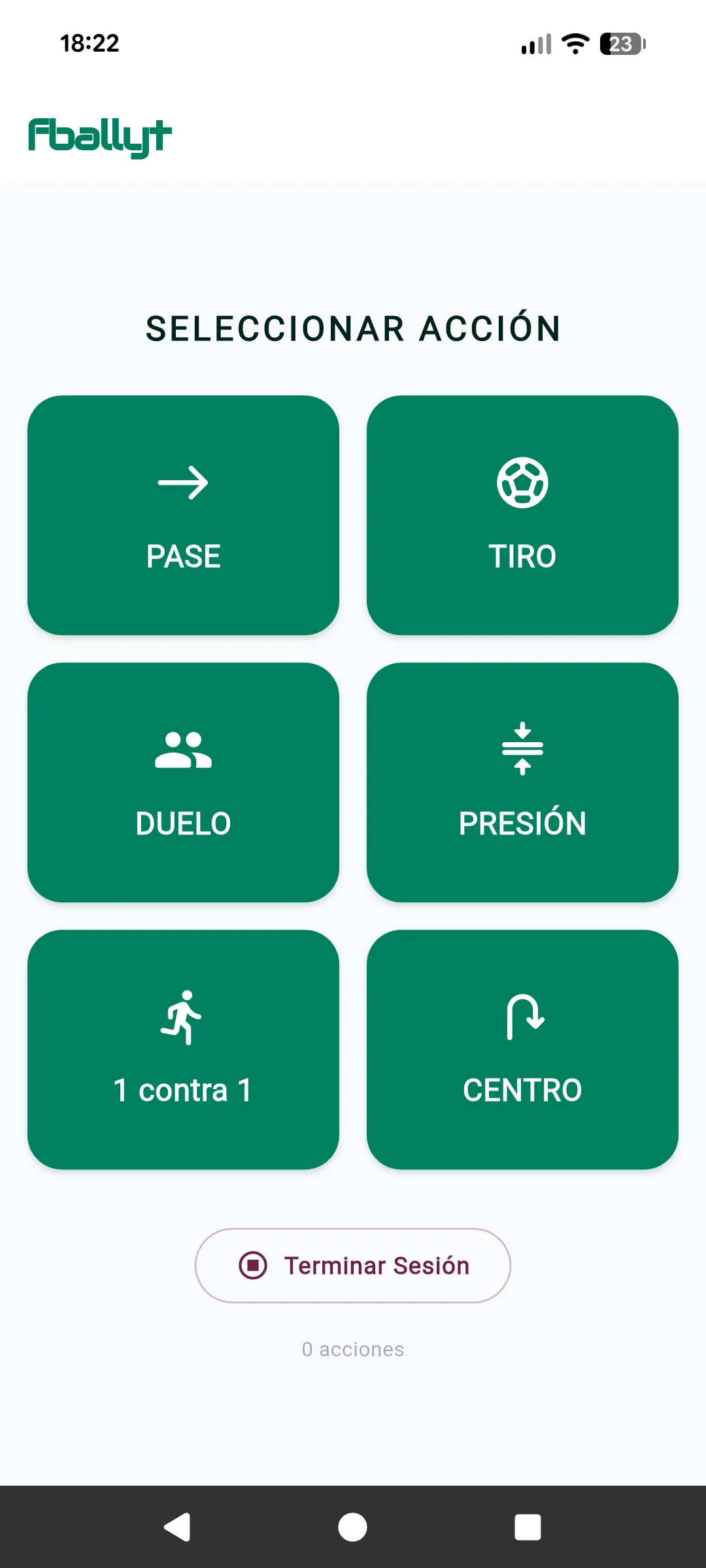 Menú de Acciones